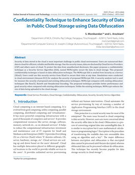 Confidentiality Technique to Enhance Security of Data in Public Cloud Storage Using Data Obfuscation