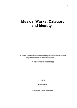 Musical Works: Category and Identity