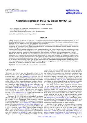 Accretion Regimes in the X-Ray Pulsar 4U 1901+03 P