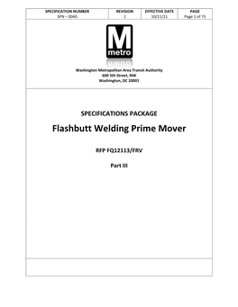 Flashbutt Welding Prime Mover