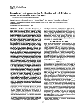 Behavior of Centrosomes During Fertilization and Cell Division In