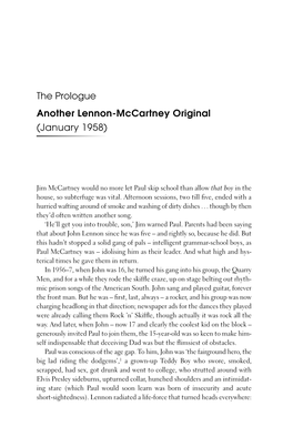 The Prologue Another Lennon-Mccartney Original (January 1958)