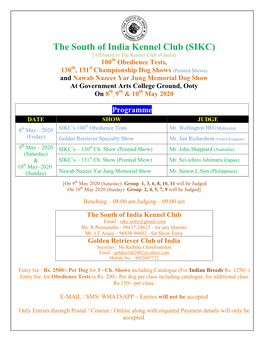 The South of India Kennel Club (SIKC)