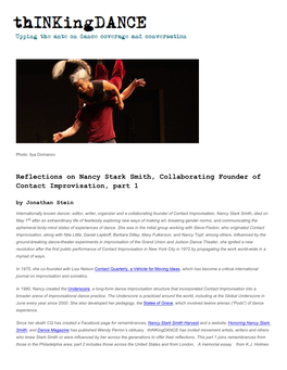 Reflections on Nancy Stark Smith, Collaborating Founder of Contact Improvisation, Part 1 by Jonathan Stein