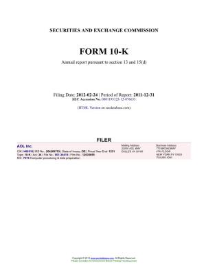 AOL Inc. Form 10-K Annual Report Filed 2012-02-24