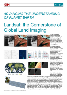 Landsat: the Cornerstone of Global Land Imaging