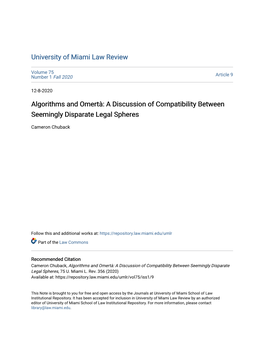 Algorithms and Omertà: a Discussion of Compatibility Between Seemingly Disparate Legal Spheres