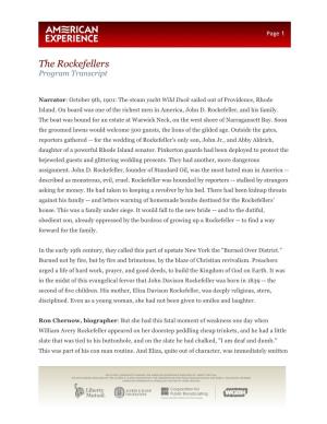 The Rockefellers Program Transcript
