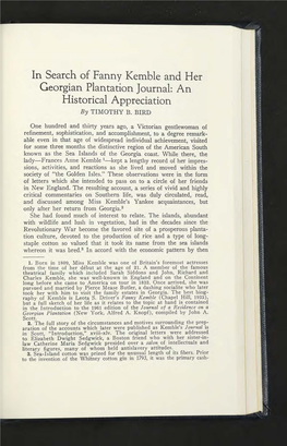 In Search of Fanny Kemble and Her Georgian Plantation Journal: an Historical Appreciation by TIMOTHY B