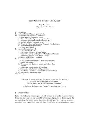 Space Activities and Space Law in Japan Ingo Baumann Olaf