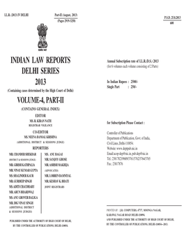 Indian Law Reports Delhi Series 2013