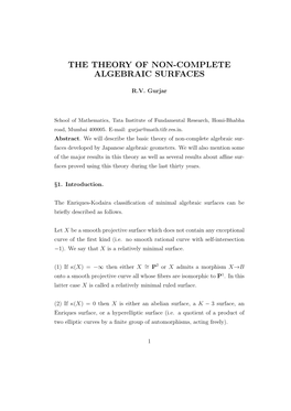 The Theory of Non-Complete Algebraic Surfaces