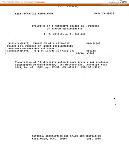Nasa Technical Memorandum Nasa Tm-88428