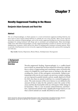 Chapter 7: Novelty-Suppressed Feeding in the Mouse