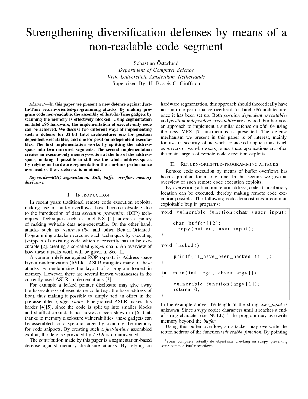 Strengthening Diversification Defenses by Means of a Non-Readable Code