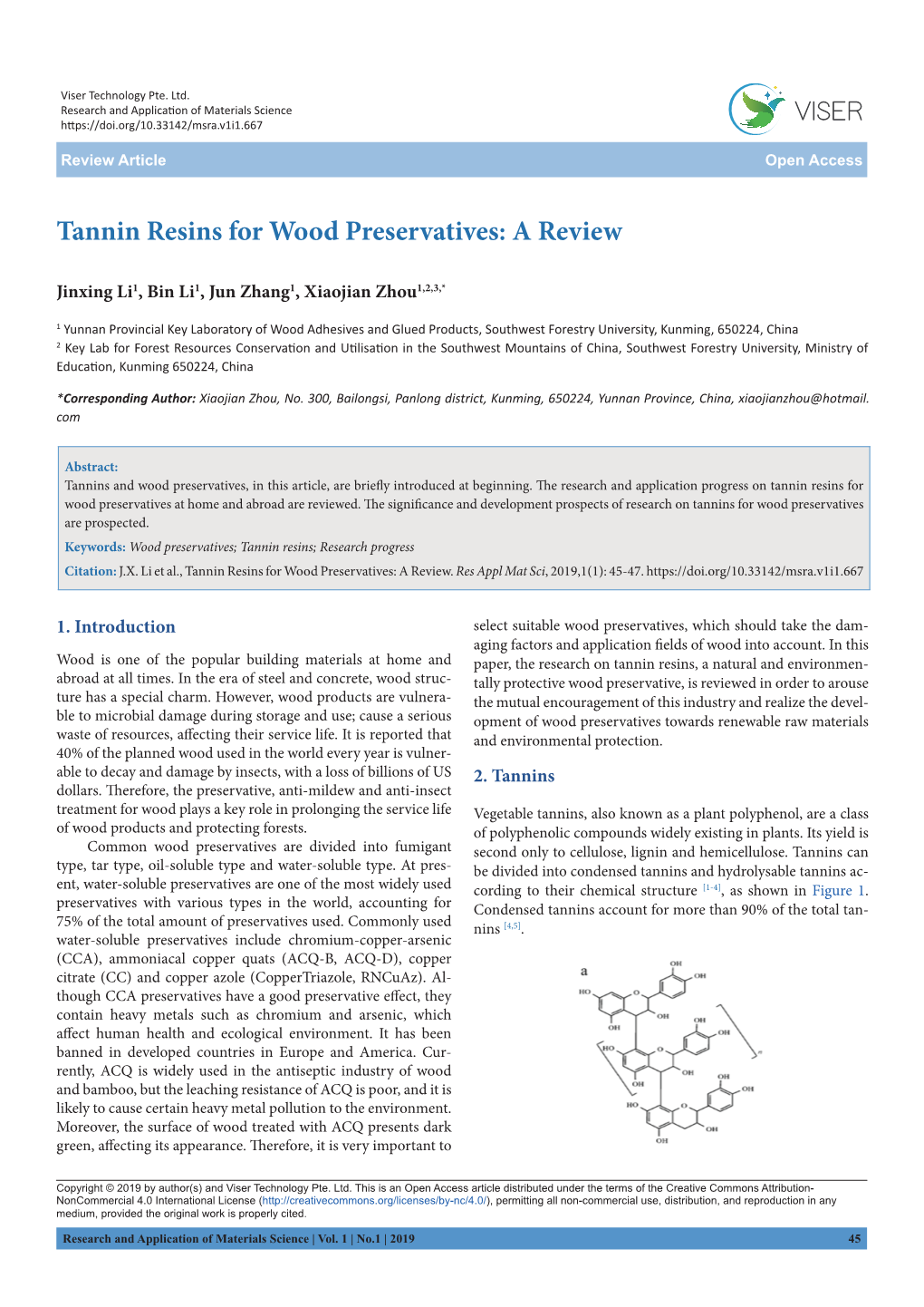 Tannin Resins for Wood Preservatives: a Review