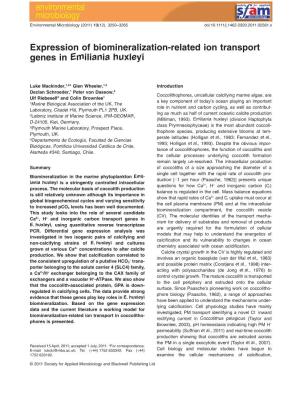 Expression of Biomineralizationrelated Ion Transport Genes in Emiliania