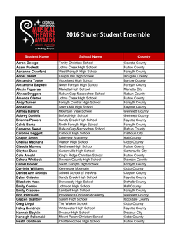 2016 Shuler Student Ensemble