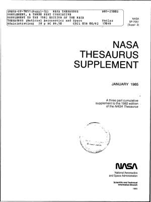 Nasa Thesaurus Supplement