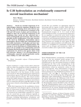 Is C-26 Hydroxylation an Evolutionarily Conserved Steroid Inactivation Mechanism?