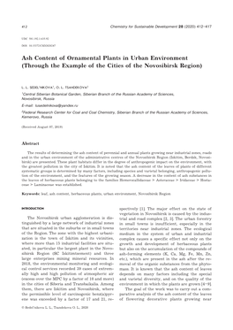 Ash Content of Ornamental Plants in Urban Environment (Through the Example of the Cities of the Novosibirsk Region)