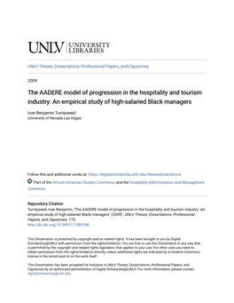 The AADERE Model of Progression in the Hospitality and Tourism Industry: an Empirical Study of High-Salaried Black Managers