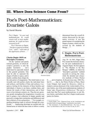Poe's Poet-Mathematician: Evariste Galois