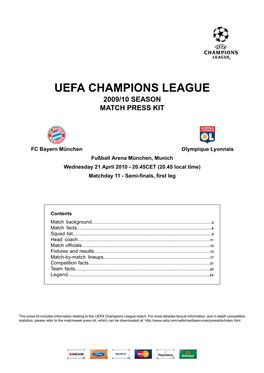 Match-By-Match Lineups FC Bayern München