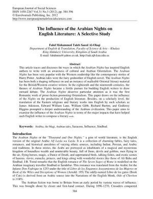 The Influence of the Arabian Nights on English Literature: a Selective Study