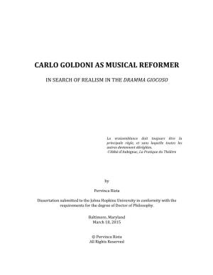 Carlo Goldoni As Musical Reformer