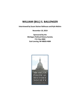 William (Bill) S. Ballenger