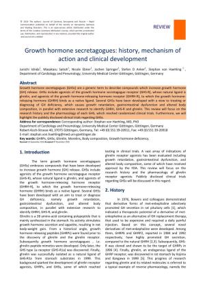 Growth Hormone Secretagogues: History, Mechanism of Action and Clinical Development