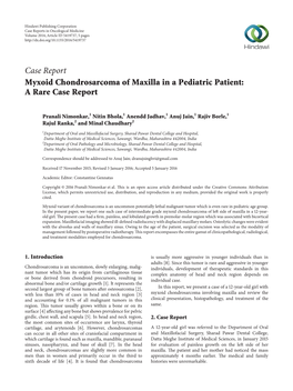 Myxoid Chondrosarcoma of Maxilla in a Pediatric Patient: a Rare Case Report