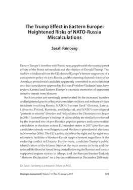 The Trump Effect in Eastern Europe: Heightened Risks of NATO-Russia Miscalculations