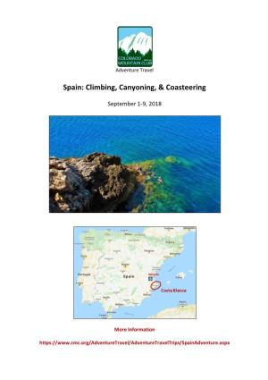 Spain: Climbing, Canyoning, & Coasteering