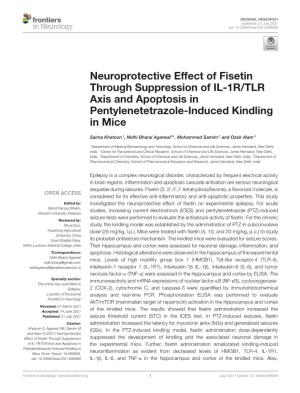 Neuroprotective Effect of Fisetin Through Suppression of IL-1R/TLR Axis and Apoptosis in Pentylenetetrazole-Induced Kindling in Mice