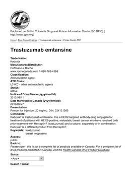 Trastuzumab Emtansine > Printer-Friendly PDF
