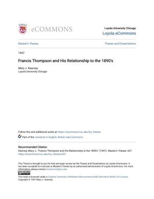 Francis Thompson and His Relationship to the 1890'S