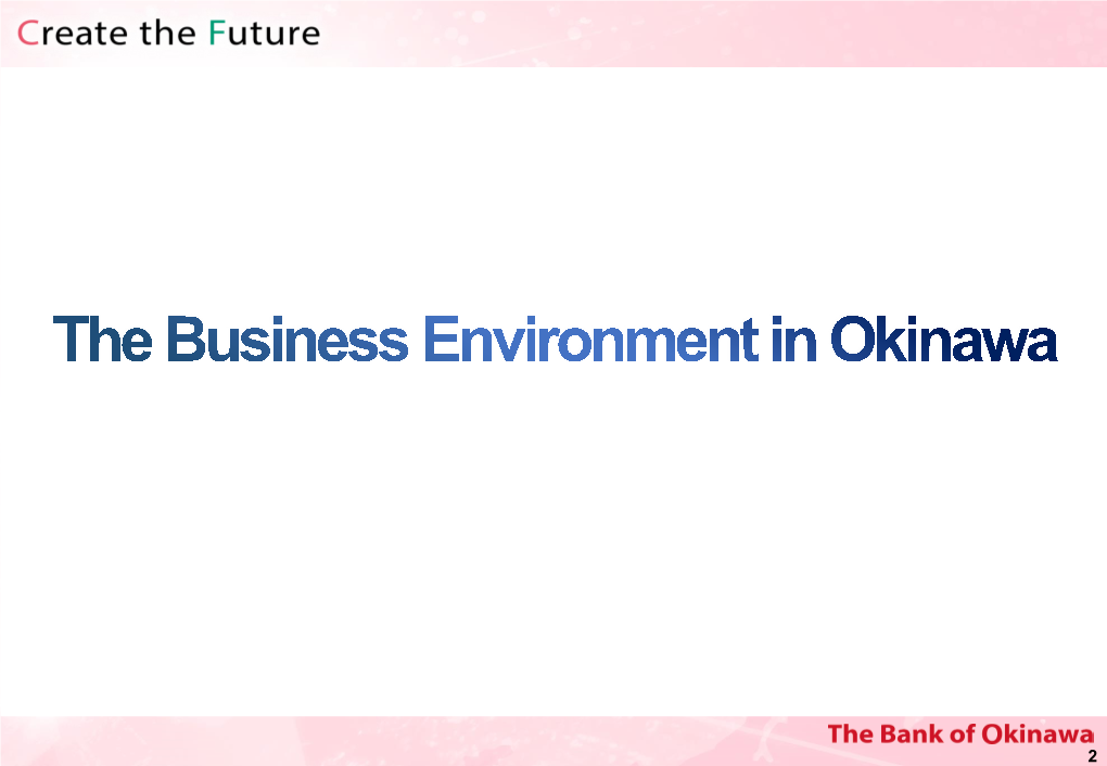 The Business Environment in Okinawa Prefecture