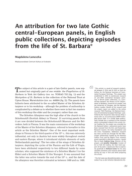 An Attribution for Two Late Gothic Central-European Panels, in English Public Collections, Depicting Episodes from the Life of St