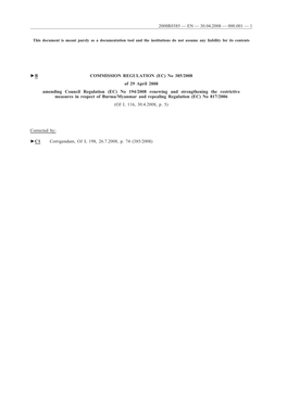 No 385/2008 of 29 April 2008 Amending Council Regulation