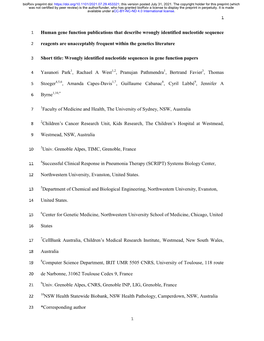 Human Gene Function Publications That Describe Wrongly Identified Nucleotide Sequence