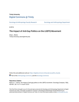 The Impact of Anti-Gay Politics on the LGBTQ Movement