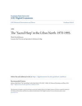 The "Sacred Harp" in the Urban North: 1970-1995