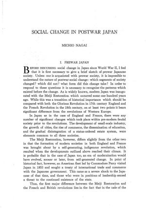Social Change in Postwar Japan