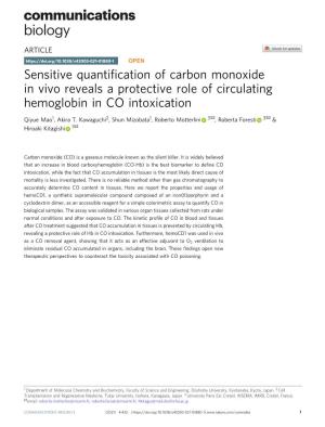 Sensitive Quantification of Carbon Monoxide in Vivo Reveals A