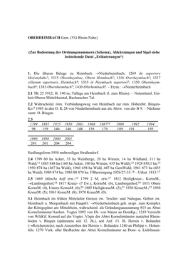 Oberheimbach Im Historischen Ortslexikon