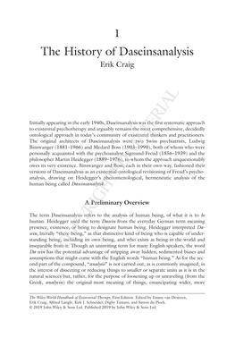 The History of Daseinsanalysis Erik Craig