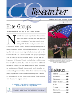 Hate Groups Is Extremism on the Rise in the United States?
