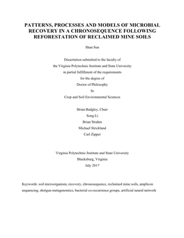 Patterns, Processes and Models of Microbial Recovery in a Chronosequence Following Reforestation of Reclaimed Mine Soils